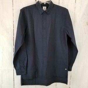 Superism Button Up Hi Lo Shirt Men's Sz L Navy